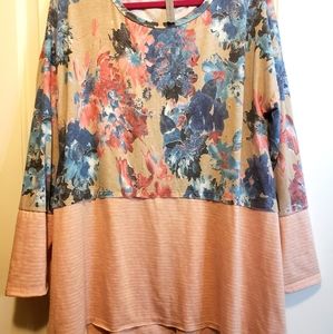 HoneyMe Floral and Stripe Blouse